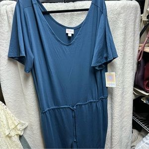 LuLaRoe Zoe blue jumpsuit 2xl